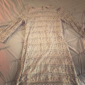 Taupe BodyCon long sleeve lace dress